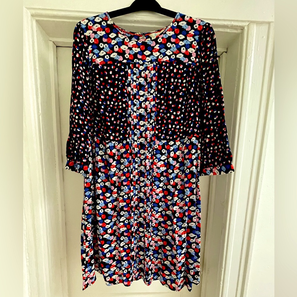 Boden Women's Size US 16L (Tall) Navy Blue Flower Print Shift Dress